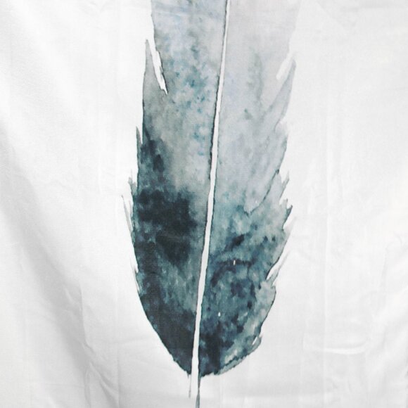 White Blue Gray Feather Drapes Set of 2 Curtain Panels - Picture 8 of 13